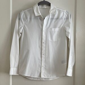 H&M Size 12 Boys White Button Down Dress Shirt Uniform Top Holiday Basic